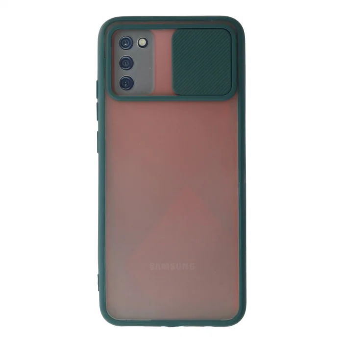 BUĞZ Samsung Galaxy A03s Kılıf Palm Buzlu Kamera Sürgülü Silikon - Yeşil