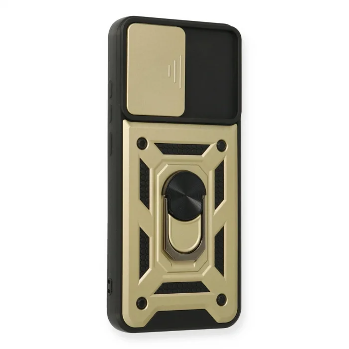 BUĞZ Samsung Galaxy A03s Kılıf Pars Lens Yüzüklü Silikon - Gold