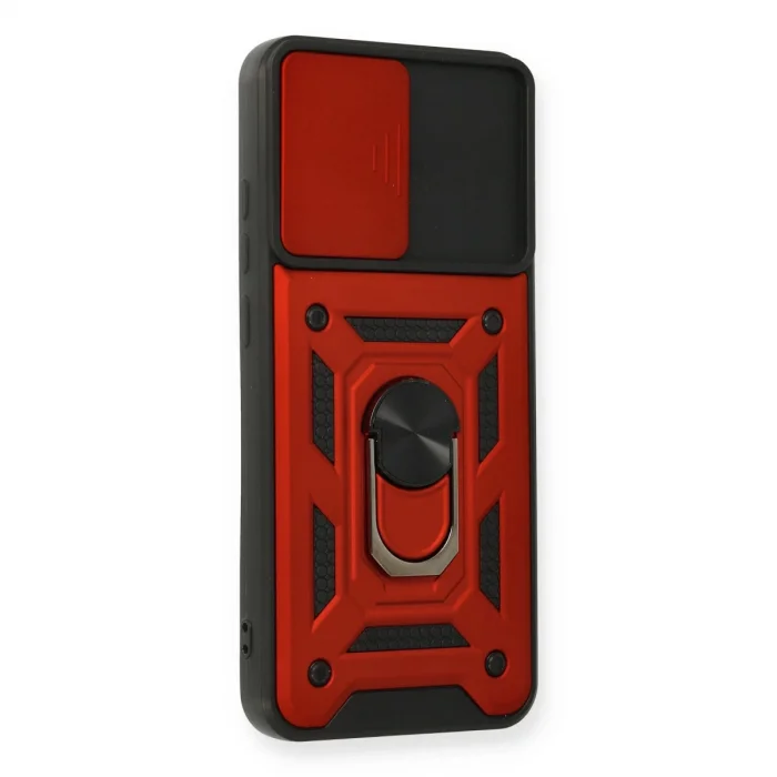 BUĞZ Samsung Galaxy A03s Kılıf Pars Lens Yüzüklü Silikon - Kırmızı