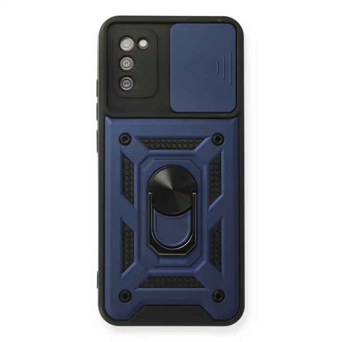 BUĞZ Samsung Galaxy A03s Kılıf Pars Lens Yüzüklü Silikon - Lacivert