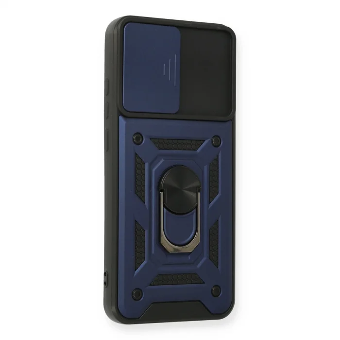 BUĞZ Samsung Galaxy A03s Kılıf Pars Lens Yüzüklü Silikon - Lacivert