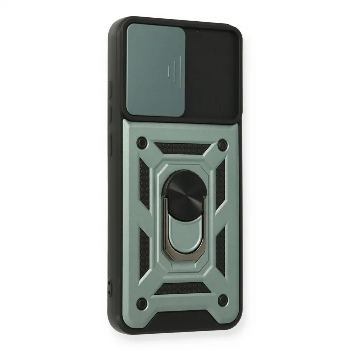 BUĞZ Samsung Galaxy A03s Kılıf Pars Lens Yüzüklü Silikon - Yeşil