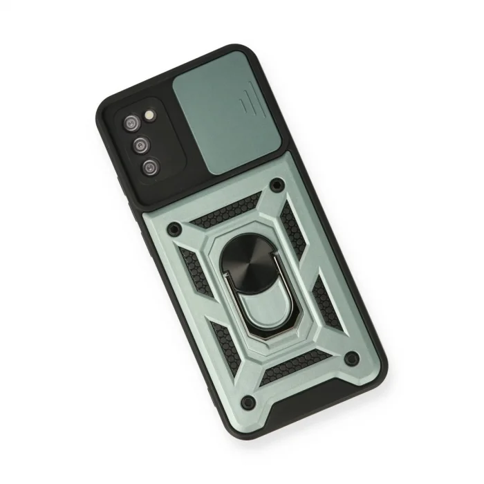 BUĞZ Samsung Galaxy A03s Kılıf Pars Lens Yüzüklü Silikon - Yeşil