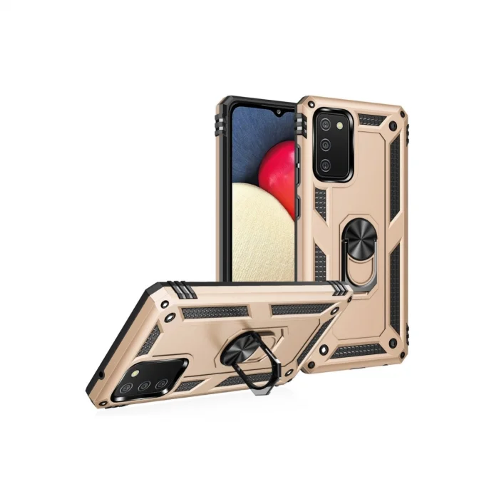 BUĞZ Samsung Galaxy A03s Kılıf Sofya Yüzüklü Silikon Kapak - Gold