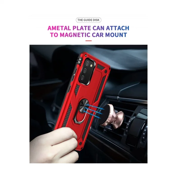 BUĞZ Samsung Galaxy A03s Kılıf Sofya Yüzüklü Silikon Kapak - Kırmızı