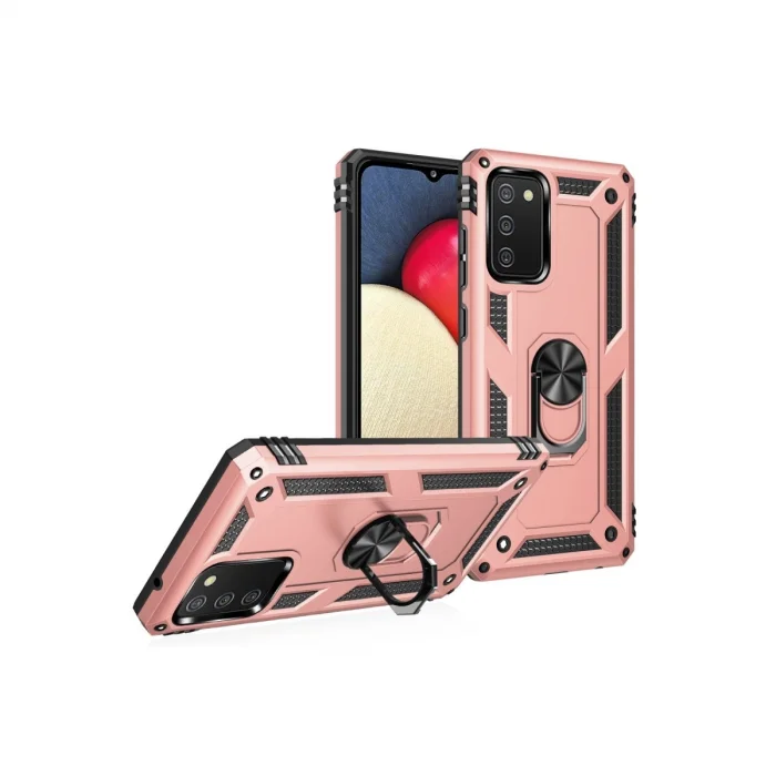 BUĞZ Samsung Galaxy A03s Kılıf Sofya Yüzüklü Silikon Kapak - Rose