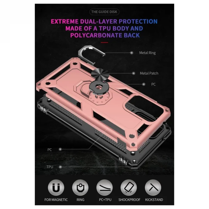 BUĞZ Samsung Galaxy A03s Kılıf Sofya Yüzüklü Silikon Kapak - Rose