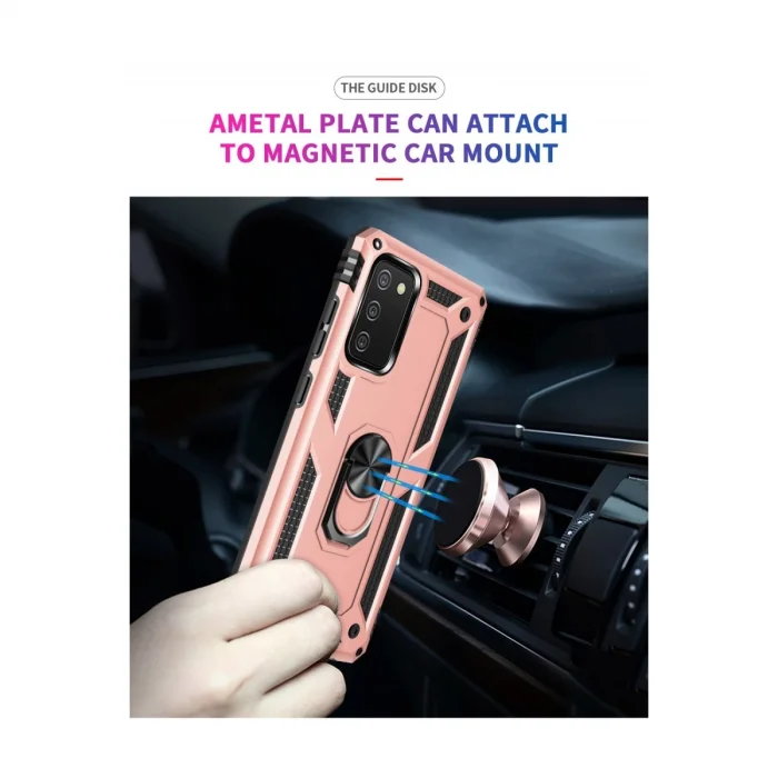 BUĞZ Samsung Galaxy A03s Kılıf Sofya Yüzüklü Silikon Kapak - Rose