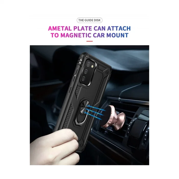 BUĞZ Samsung Galaxy A03s Kılıf Sofya Yüzüklü Silikon Kapak - Siyah