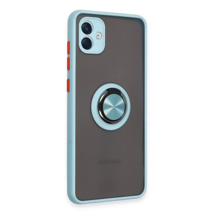 BUĞZ Samsung Galaxy A04 Kılıf Montreal Yüzüklü Silikon Kapak - Buz Mavi