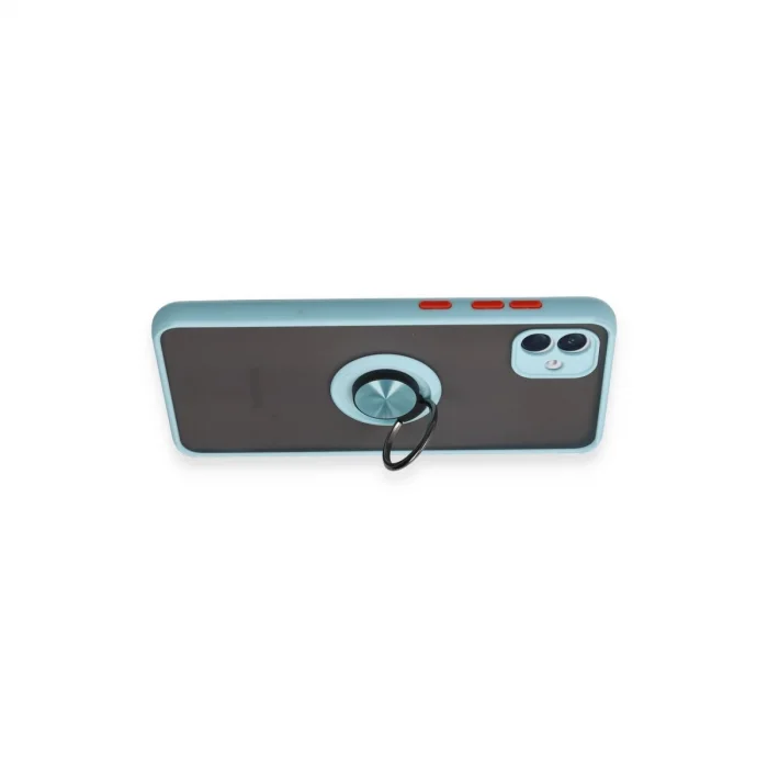 BUĞZ Samsung Galaxy A04 Kılıf Montreal Yüzüklü Silikon Kapak - Buz Mavi