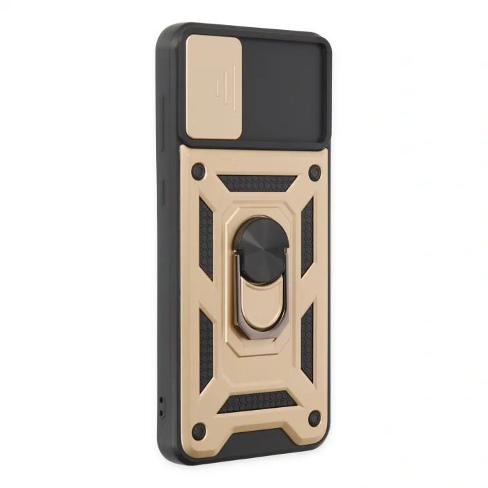 BUĞZ Samsung Galaxy A04 Kılıf Pars Lens Yüzüklü Silikon - Gold