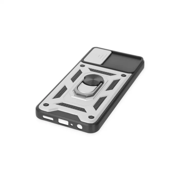 BUĞZ Samsung Galaxy A04 Kılıf Pars Lens Yüzüklü Silikon - Gümüş