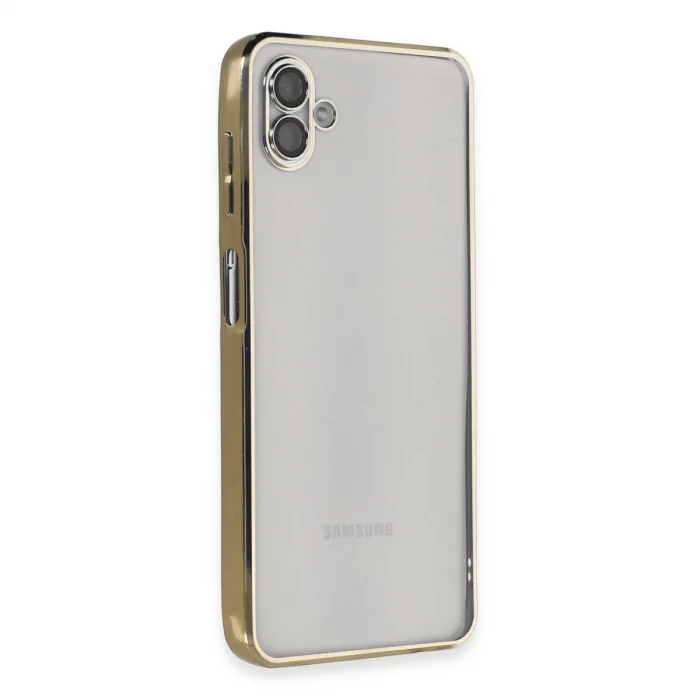 BUĞZ Samsung Galaxy A04 Kılıf Razer Lensli Silikon - Gold