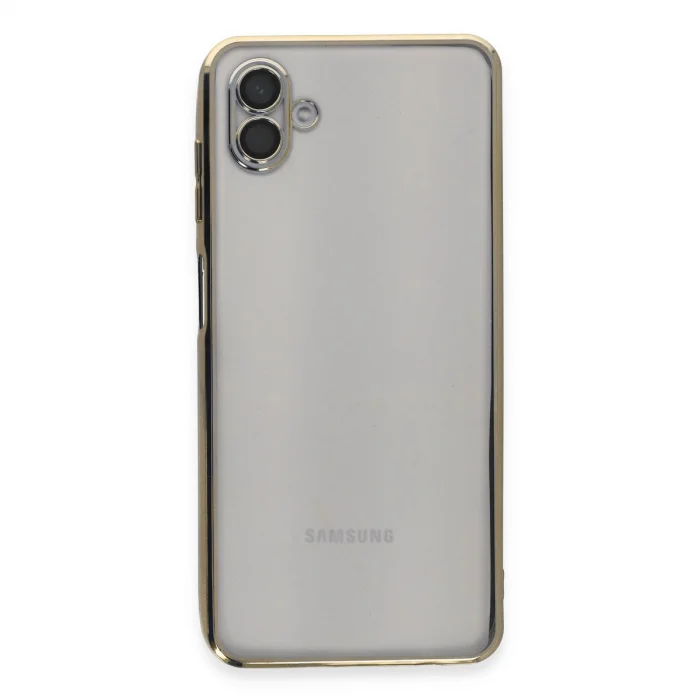BUĞZ Samsung Galaxy A04 Kılıf Razer Lensli Silikon - Gold