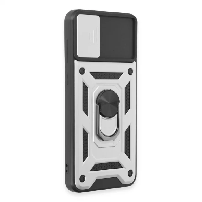 BUĞZ Samsung Galaxy A04e Kılıf Pars Lens Yüzüklü Silikon - Gümüş