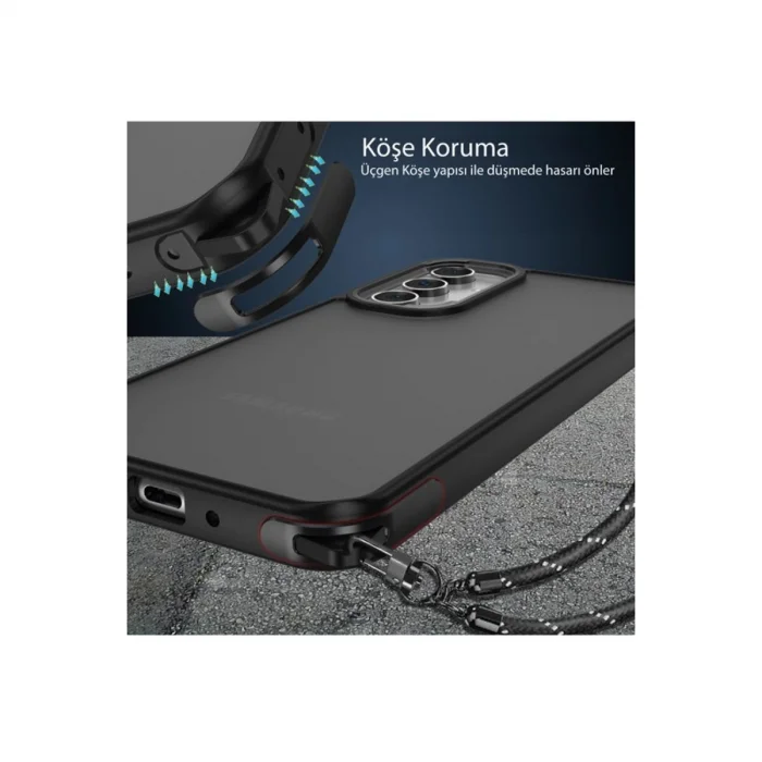 BUĞZ Samsung Galaxy A04s Kılıf Elegant Kapak - Siyah