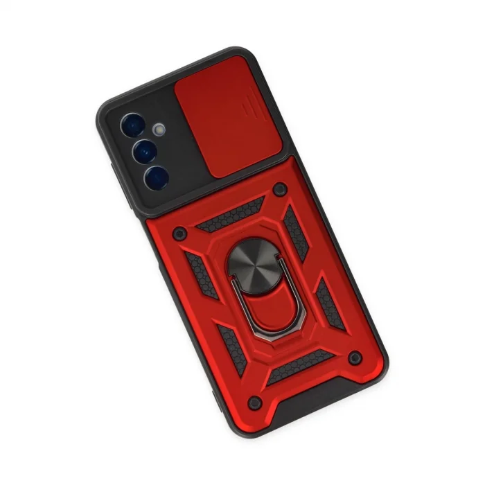 BUĞZ Samsung Galaxy A04s Kılıf Pars Lens Yüzüklü Silikon - Kırmızı