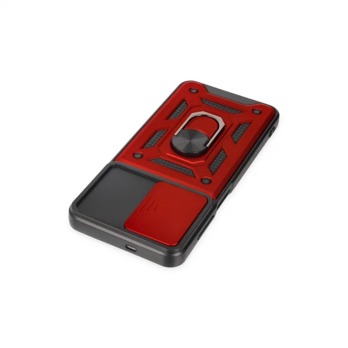 BUĞZ Samsung Galaxy A04s Kılıf Pars Lens Yüzüklü Silikon - Kırmızı