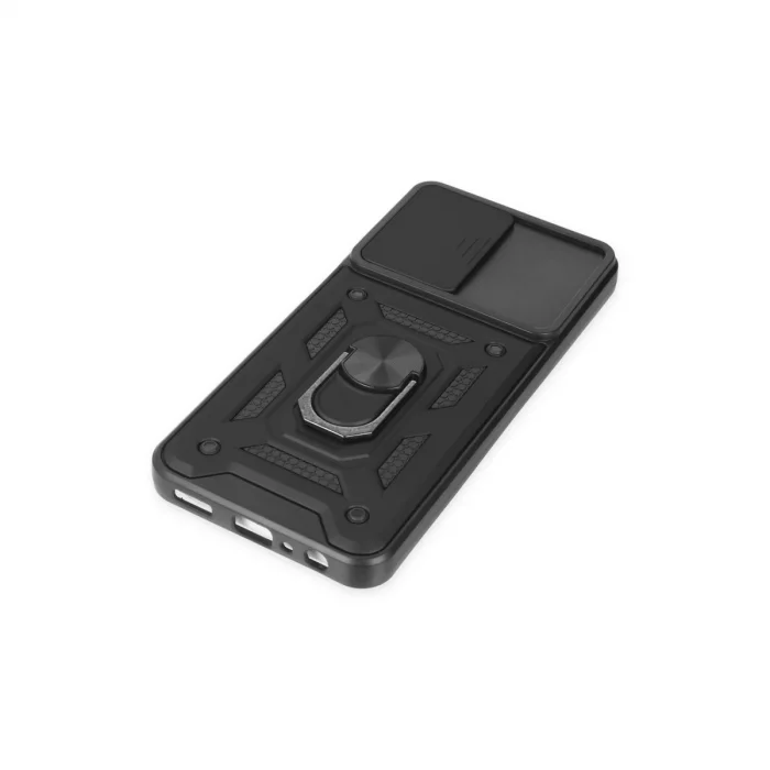 BUĞZ Samsung Galaxy A04s Kılıf Pars Lens Yüzüklü Silikon - Siyah