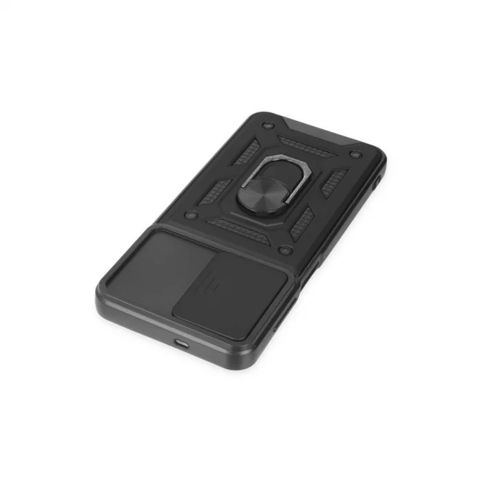 BUĞZ Samsung Galaxy A04s Kılıf Pars Lens Yüzüklü Silikon - Siyah