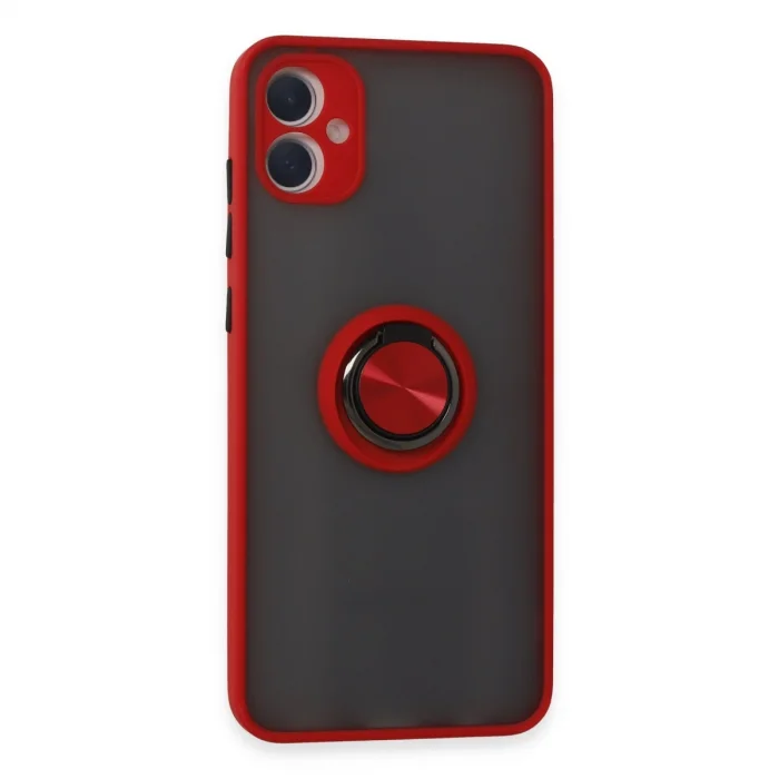 BUĞZ Samsung Galaxy A05 Kılıf Montreal Yüzüklü Silikon Kapak - Kırmızı