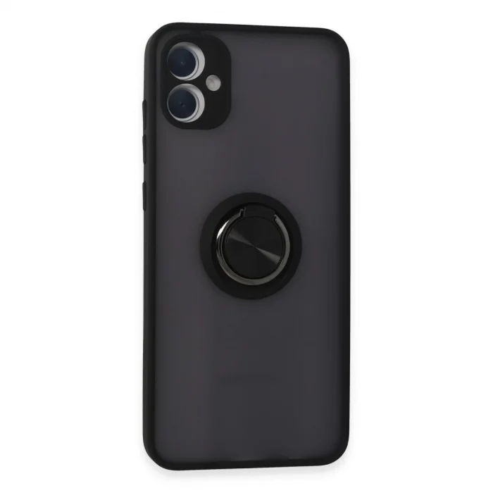 BUĞZ Samsung Galaxy A05 Kılıf Montreal Yüzüklü Silikon Kapak - Siyah