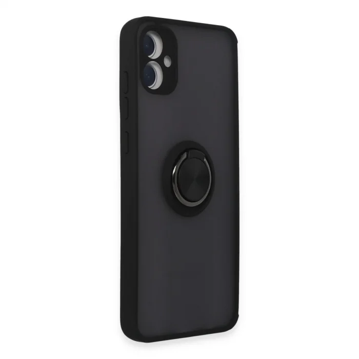 BUĞZ Samsung Galaxy A05 Kılıf Montreal Yüzüklü Silikon Kapak - Siyah