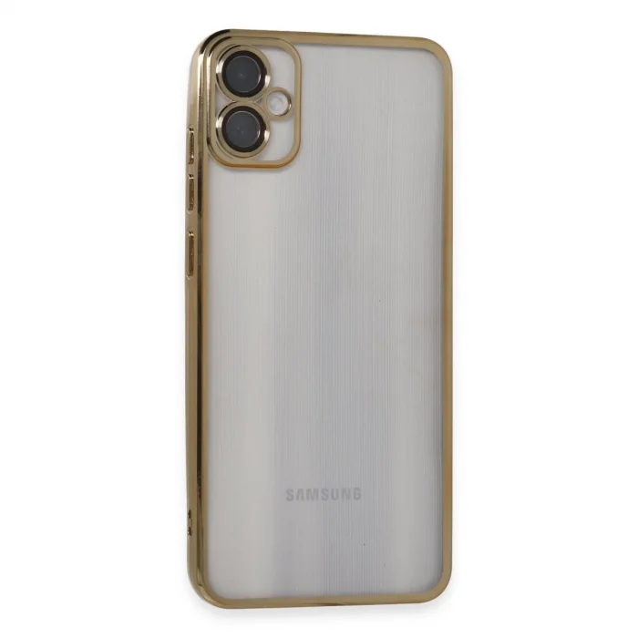 BUĞZ Samsung Galaxy A05 Kılıf Razer Lensli Silikon - Gold