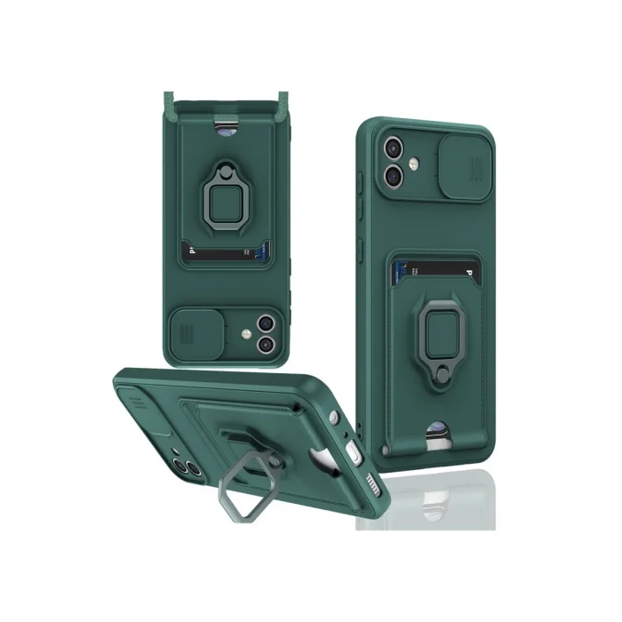 BUĞZ Samsung Galaxy A05 Kılıf Zuma Kartvizitli Yüzüklü Silikon - Yeşil