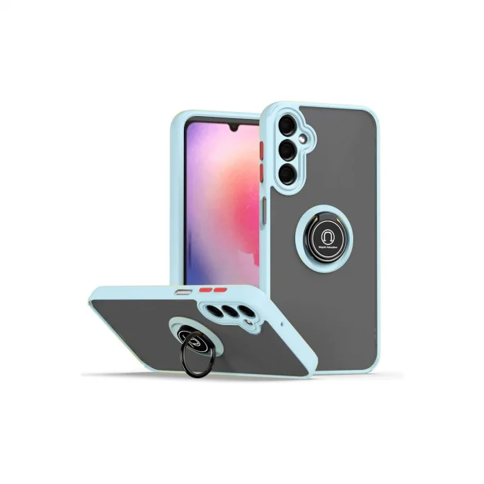 BUĞZ Samsung Galaxy A05s Kılıf Montreal Yüzüklü Silikon Kapak - Buz Mavi