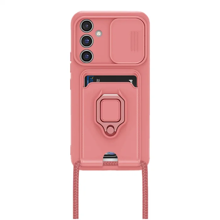 BUĞZ Samsung Galaxy A05s Kılıf Zuma Kartvizitli Yüzüklü Silikon - Pembe