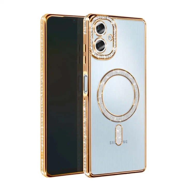 BUĞZ Samsung Galaxy A06 Joke Simli Magneticsafe Kılıf - Gold