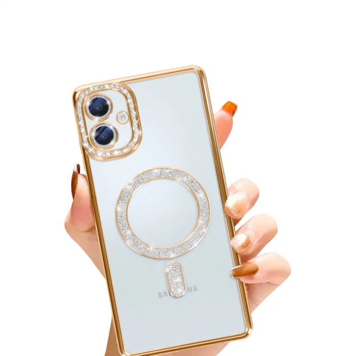 BUĞZ Samsung Galaxy A06 Joke Simli Magneticsafe Kılıf - Gold