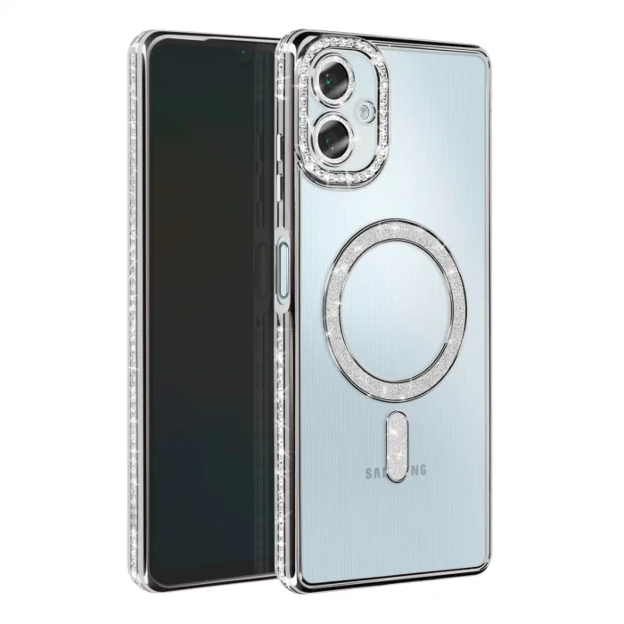 BUĞZ Samsung Galaxy A06 Joke Simli Magneticsafe Kılıf - Gümüş