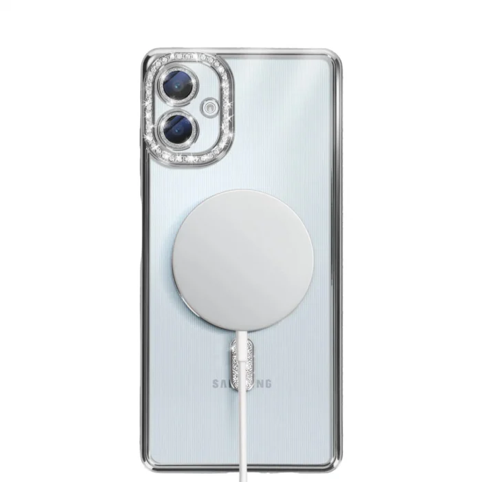 BUĞZ Samsung Galaxy A06 Joke Simli Magneticsafe Kılıf - Gümüş