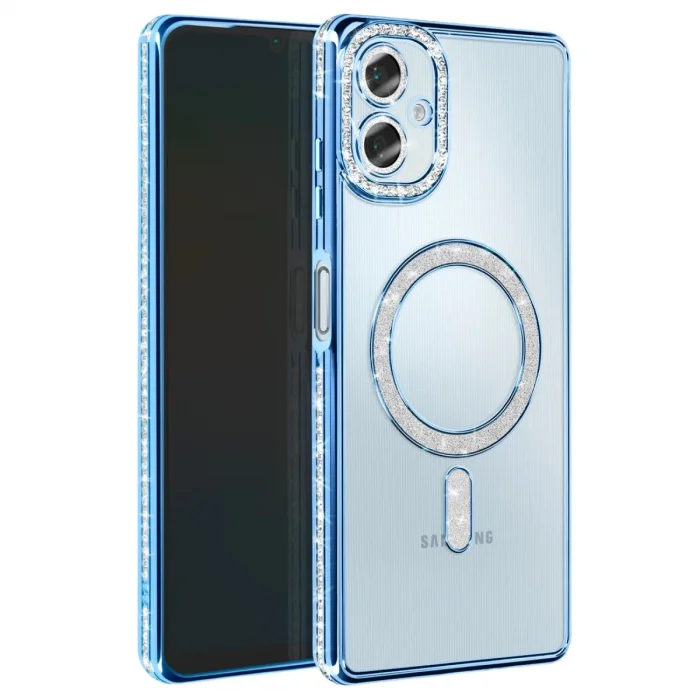 BUĞZ Samsung Galaxy A06 Joke Simli Magneticsafe Kılıf - Mavi