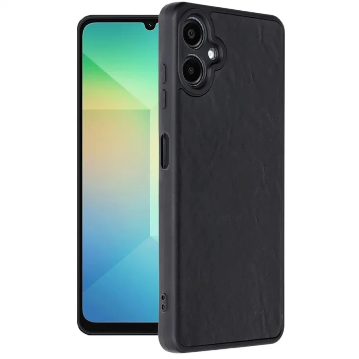 BUĞZ Samsung Galaxy A06 Kılıf Aras Deri Kapak - Siyah