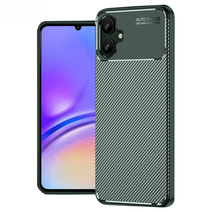 BUĞZ Samsung Galaxy A06 Kılıf Auto Focus Karbon Kapak - Koyu Yeşil