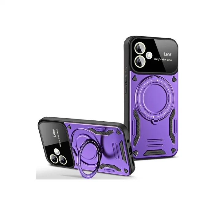 BUĞZ Samsung Galaxy A06 Kılıf Joy Lens Standlı Kapak - Mor