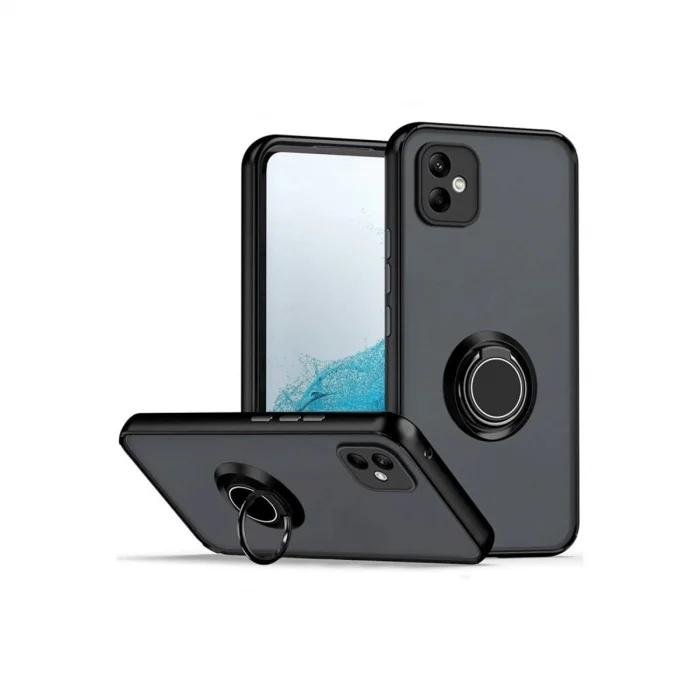 BUĞZ Samsung Galaxy A06 Kılıf Montreal Yüzüklü Silikon Kapak - Siyah