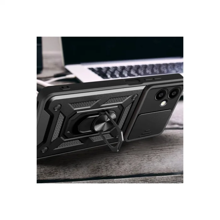 BUĞZ Samsung Galaxy A06 Kılıf Pars Lens Yüzüklü Silikon - Kırmızı