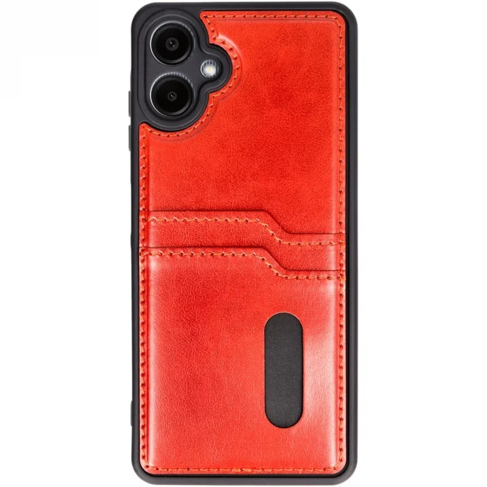 BUĞZ Samsung Galaxy A06 Kılıf Sara Kartvizitli Deri Kılıf - Kırmızı