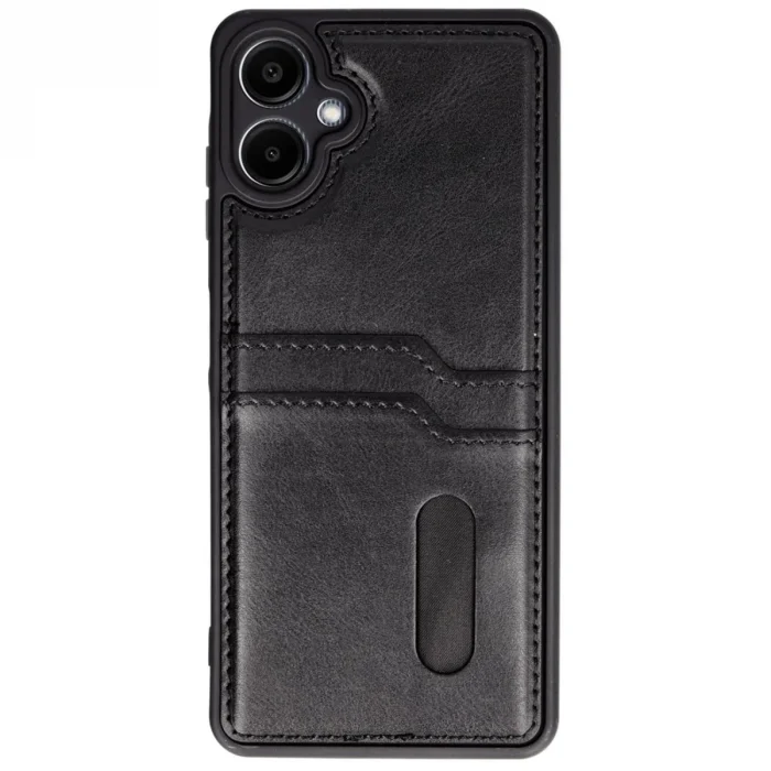 BUĞZ Samsung Galaxy A06 Kılıf Sara Kartvizitli Deri Kılıf - Siyah