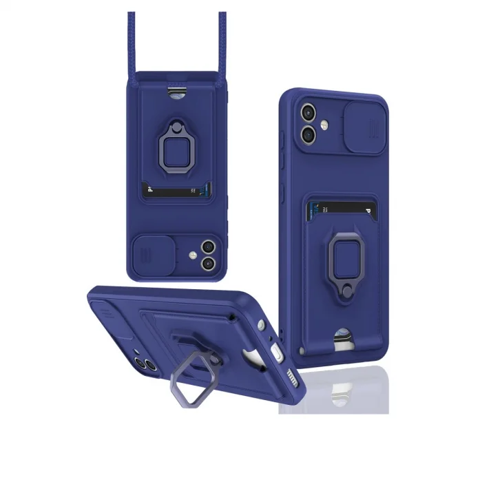 BUĞZ Samsung Galaxy A06 Kılıf Zuma Kartvizitli Yüzüklü Silikon - Lacivert