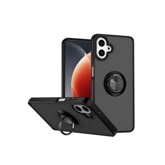 BUĞZ Samsung Galaxy A07 4g Montreal Yüzüklü Silikon Kapak - Siyah