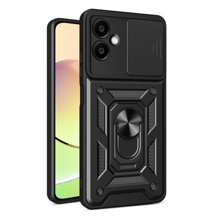 BUĞZ Samsung Galaxy A07 4g Pars Lens Yüzüklü Silikon - Siyah