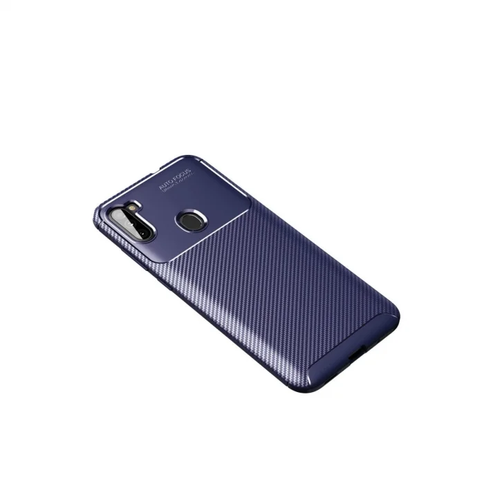 BUĞZ Samsung Galaxy A11 Kılıf Auto Focus Karbon Kapak - Lacivert