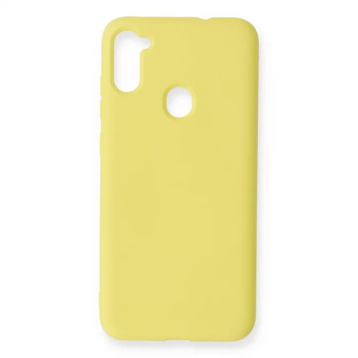 BUĞZ Samsung Galaxy A11 Kılıf Nano İçi Kadife Silikon - Sarı
