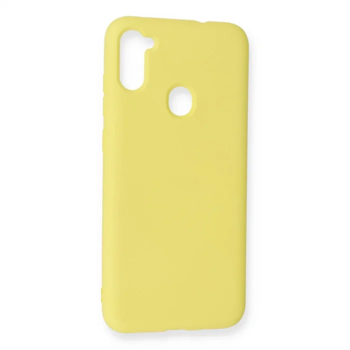 BUĞZ Samsung Galaxy A11 Kılıf Nano İçi Kadife Silikon - Sarı